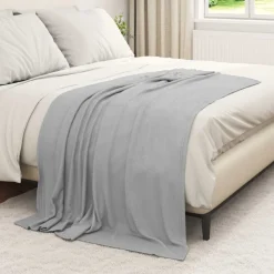 Linnengoed*vidaXL Gooi Deken 170 x 130 cm Fleece Grijs
