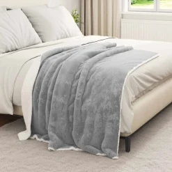 Linnengoed*vidaXL Gooi Deken 130 x 150 cm Fleece Grijs
