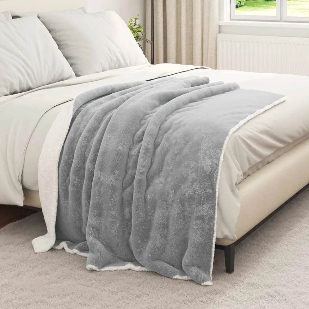 Linnengoed*vidaXL Gooi Deken 130 x 150 cm Fleece Grijs