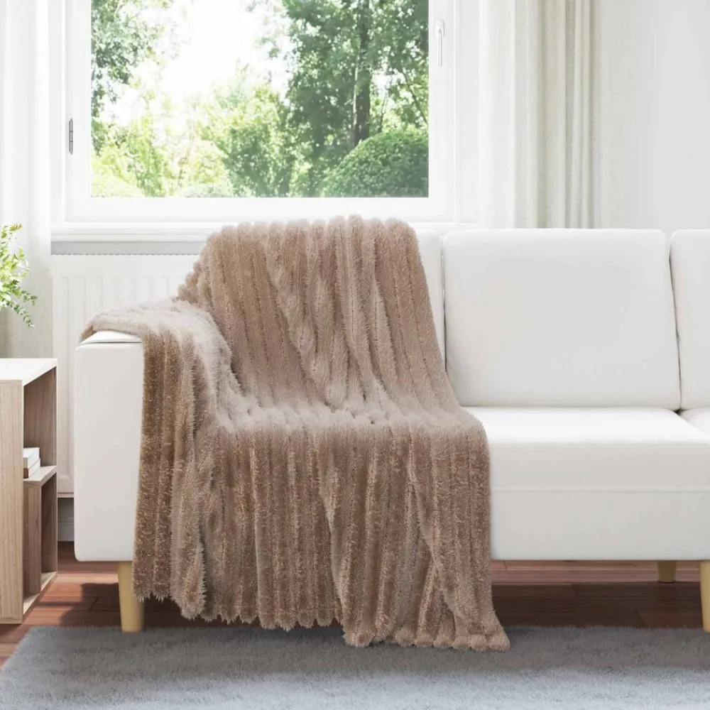Linnengoed*vidaXL Gooi Deken 150 x 130 cm Fleece Kameel