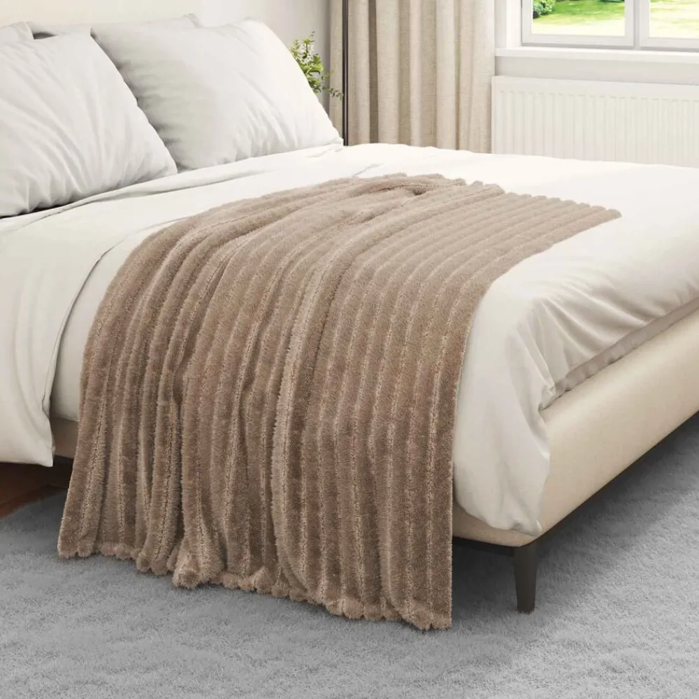 Linnengoed*vidaXL Gooi Deken 150 x 130 cm Fleece Kameel