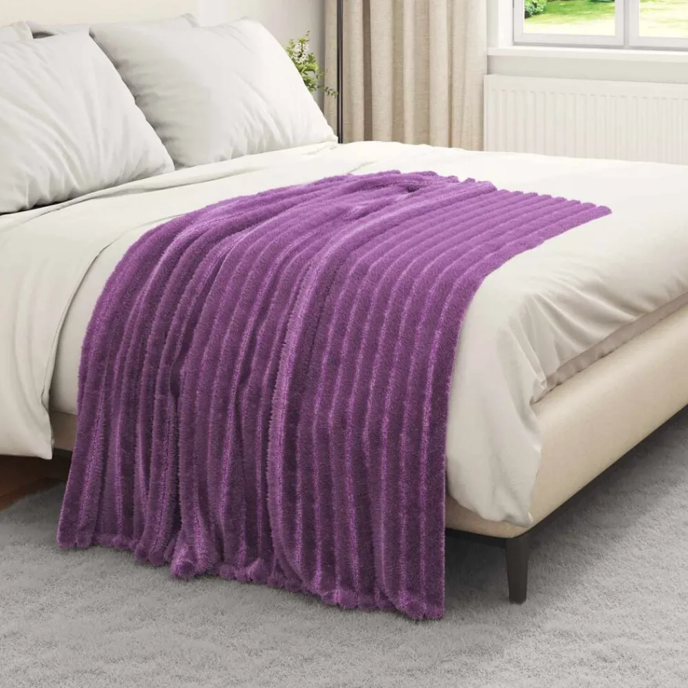 Linnengoed*vidaXL Gooi Deken 150 x 130 cm Fleece Paars