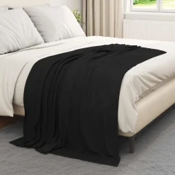 Linnengoed*vidaXL Gooi Deken 170 x 130 cm Fleece Zwart
