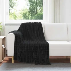 Linnengoed*vidaXL Gooi Deken 150 x 130 cm Fleece Zwart