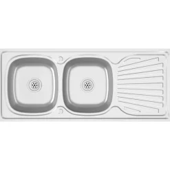Gootsteen dubbele bakken 1200x500x155 mm roestvrij staal zilver>vidaXL Online