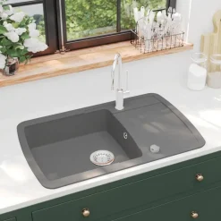 Sanitair & Loodgietersbenodigdheden*vidaXL Gootsteen enkele bak graniet Grijs