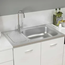 Sanitair & Loodgietersbenodigdheden*vidaXL Gootsteen met afvoerset 800x500x155 mm roestvrij staal zilver