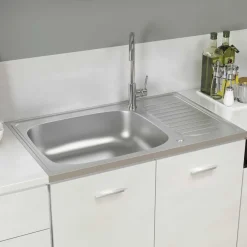 Sanitair & Loodgietersbenodigdheden*vidaXL Gootsteen met afvoerset 800x500x155 mm roestvrij staal zilver