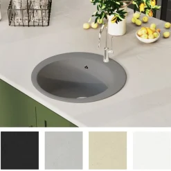 Sanitair & Loodgietersbenodigdheden*vidaXL Gootsteen rond enkele bak graniet Grijs