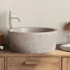 Sanitair & Loodgietersbenodigdheden*vidaXL Gootsteen Ø40x15 cm marmer Grijs