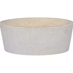 Sanitair & Loodgietersbenodigdheden*vidaXL Gootsteen Ø40x15 cm marmer crèmekleurig Cr&egrave;me