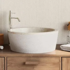 Sanitair & Loodgietersbenodigdheden*vidaXL Gootsteen Ø40x15 cm marmer crèmekleurig Cr&egrave;me