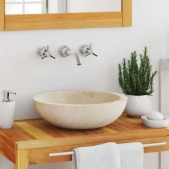 Sanitair & Loodgietersbenodigdheden*vidaXL Gootsteen 40x12 cm marmer crème Cr&egrave;me