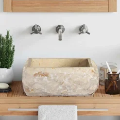Sanitair & Loodgietersbenodigdheden*vidaXL Gootsteen 30x30x13 cm marmer crèmekleurig Cr&egrave;me