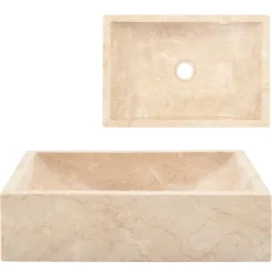 Gootsteen 45x30x12 cm marmer hoogglans crèmekleurig>vidaXL Clearance