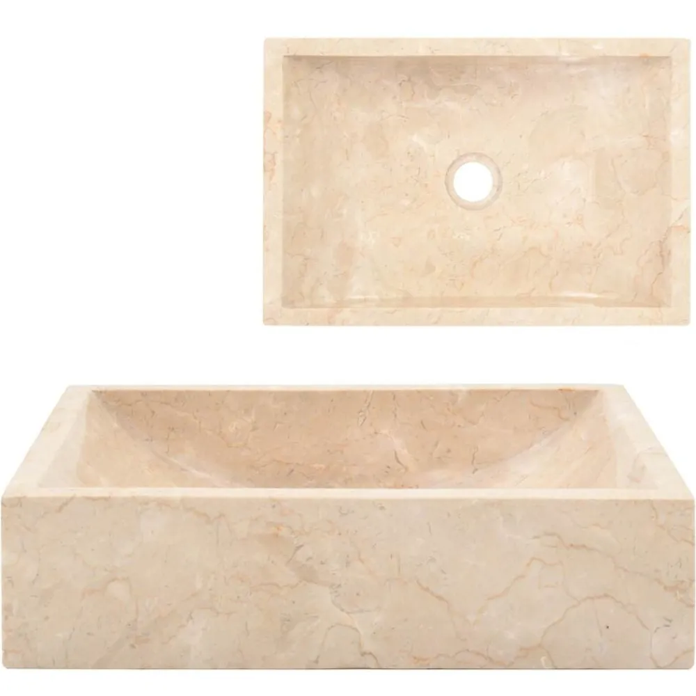 Gootsteen 45x30x12 cm marmer hoogglans crèmekleurig>vidaXL Clearance