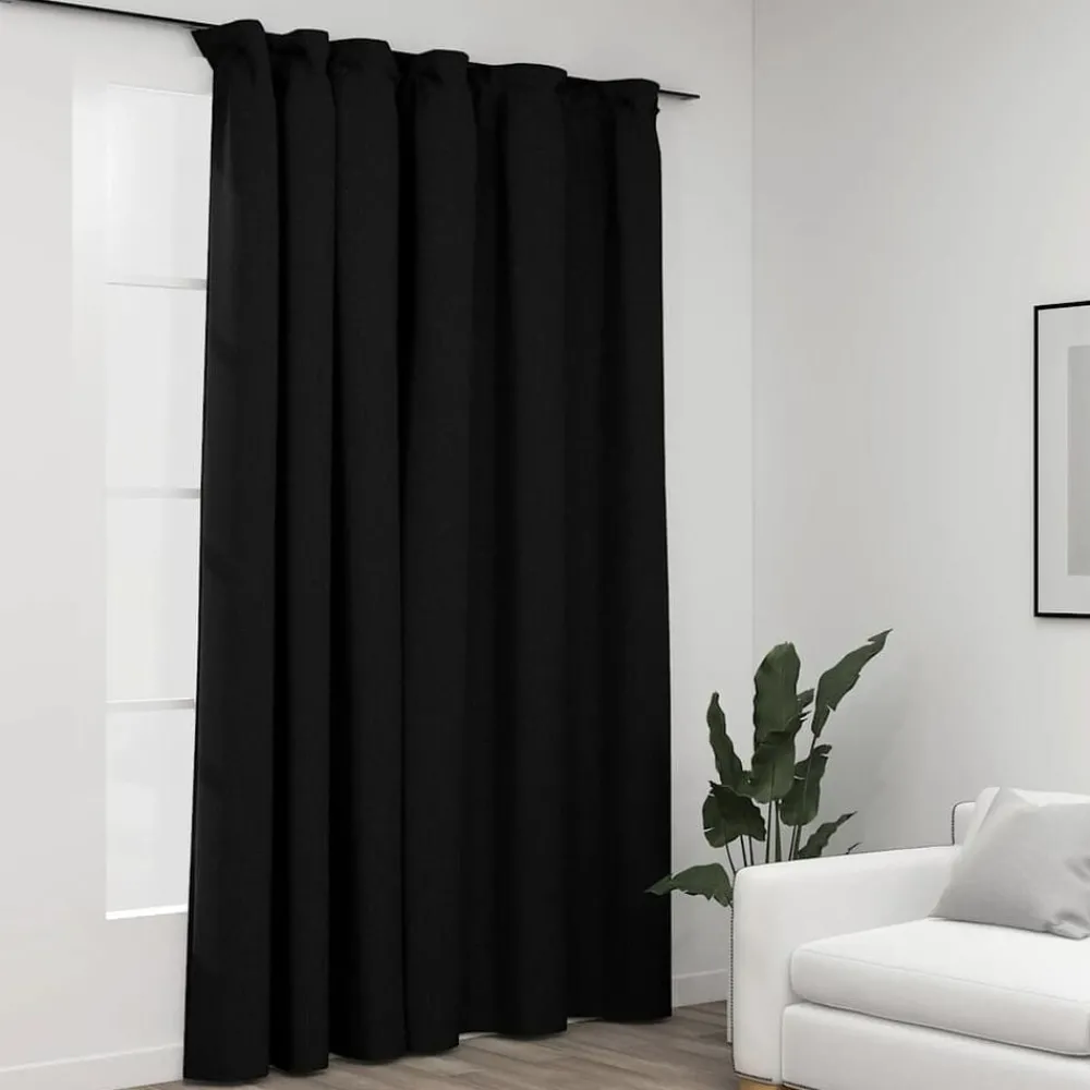 Woon- & Tuinaccessoires*vidaXL Gordijn linnen-look verduisterend haken 290x245 cm Antraciet