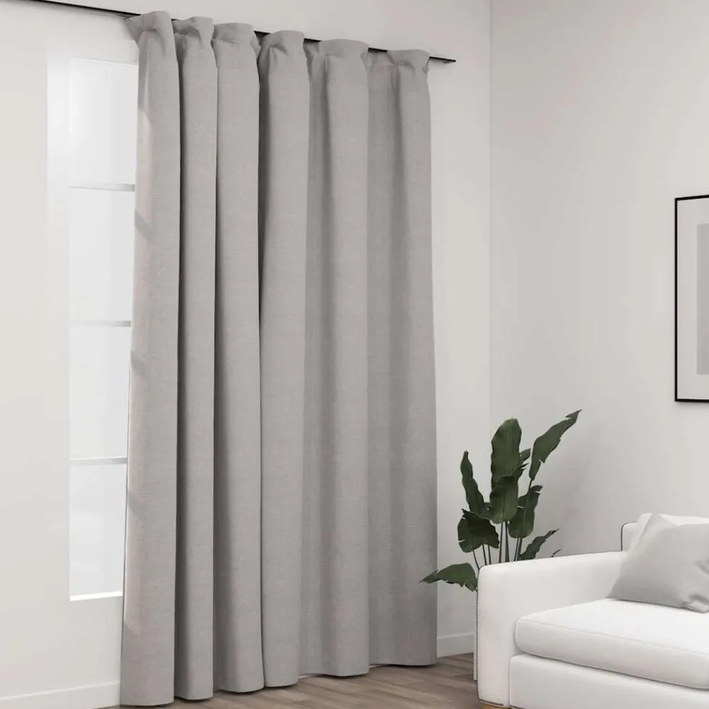 Woon- & Tuinaccessoires*vidaXL Gordijn linnen-look verduisterend met haken 290x245 cm Grijs