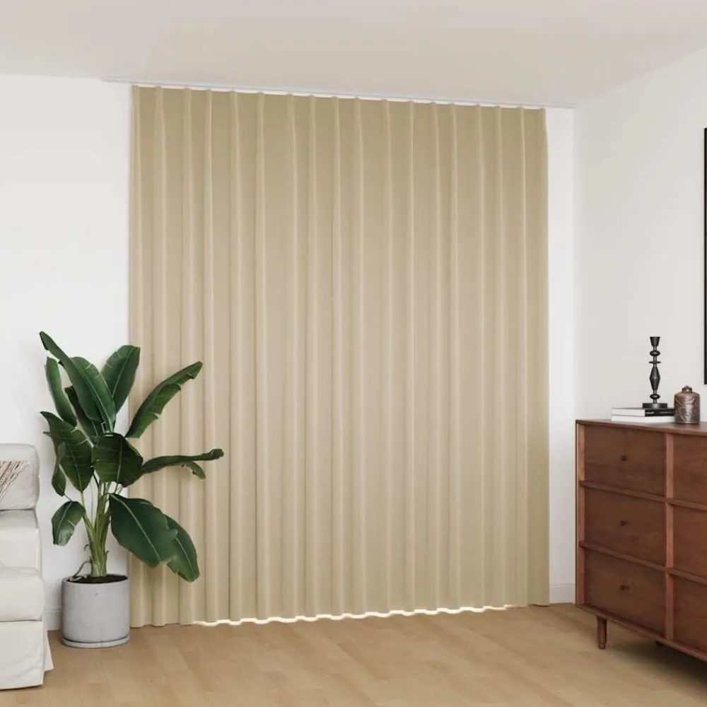Woon- & Tuinaccessoires*vidaXL Gordijn verduisterend met haken 290x245 cm Beige