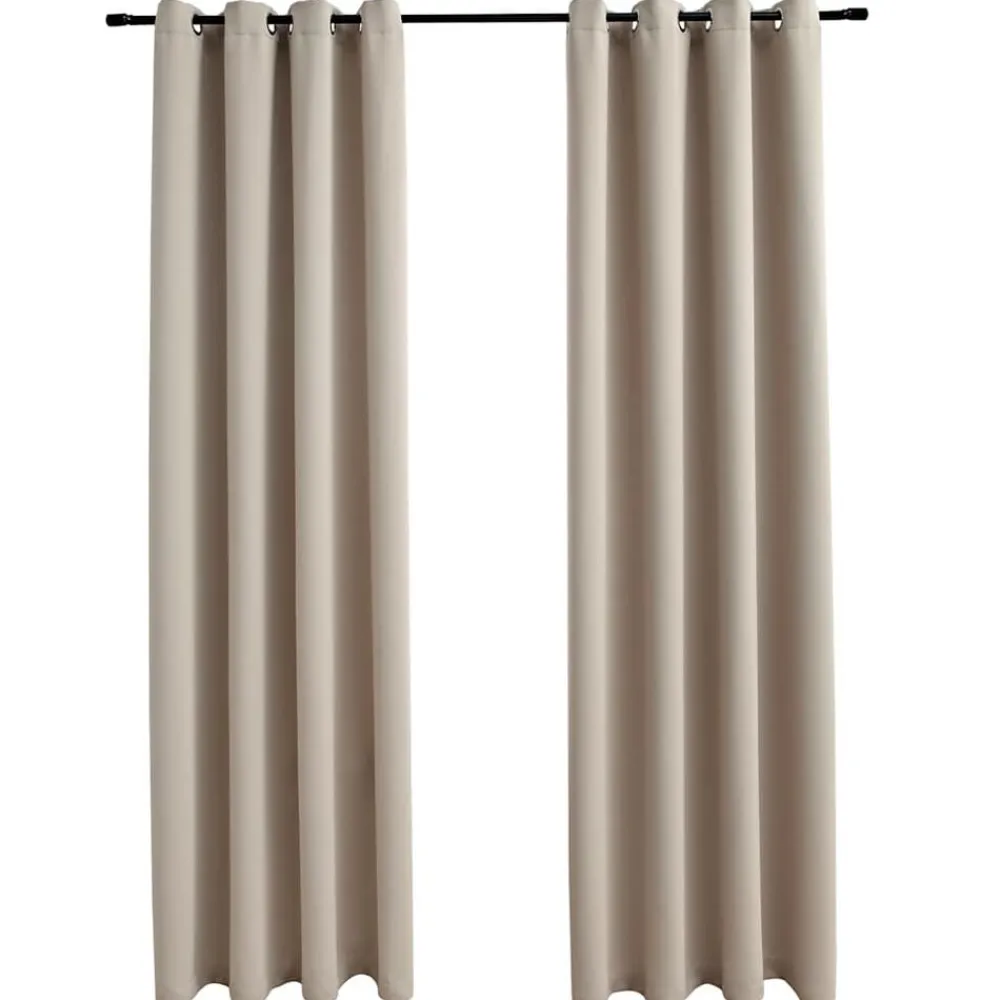 Woon- & Tuinaccessoires*vidaXL Gordijn verduisterend met metalen ringen 2 st 140x175 cm Beige