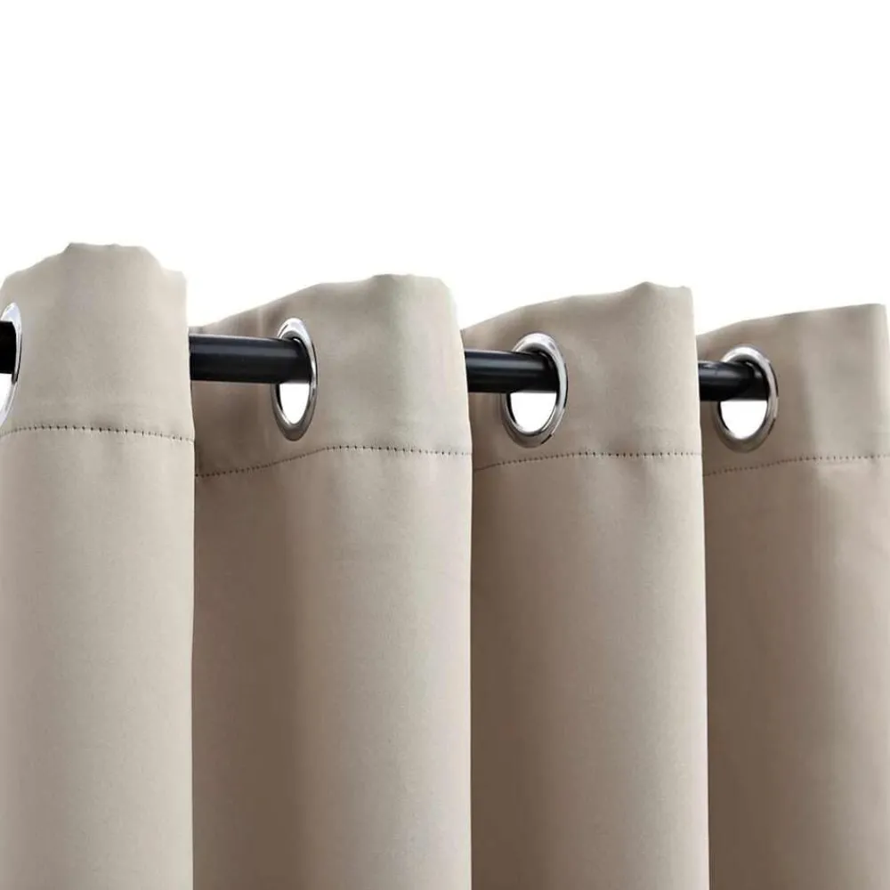 Woon- & Tuinaccessoires*vidaXL Gordijn verduisterend met metalen ringen 2 st 140x175 cm Beige