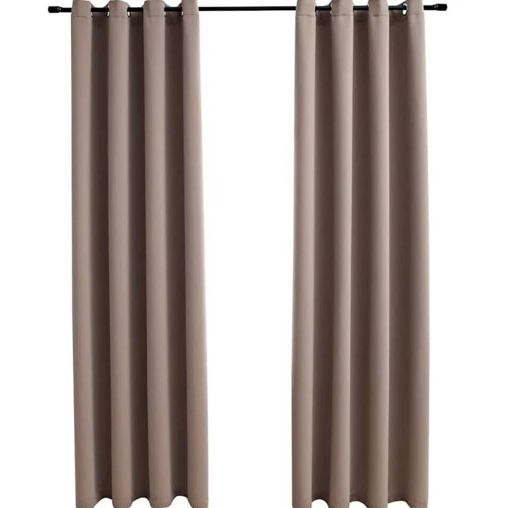 Woon- & Tuinaccessoires*vidaXL Gordijn verduisterend met metalen ringen 2 st 140x175 cm Taupe