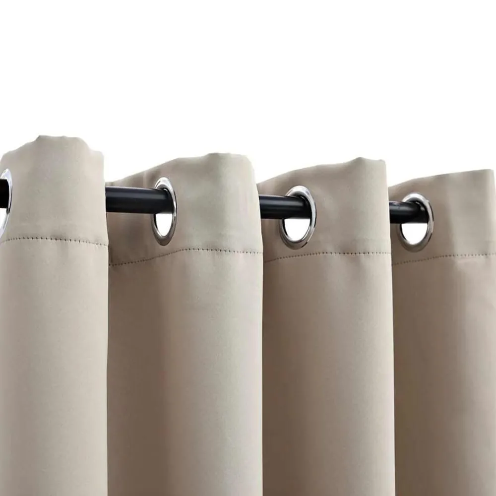 Woon- & Tuinaccessoires*vidaXL Gordijn verduisterend met metalen ringen 290x245 cm Beige