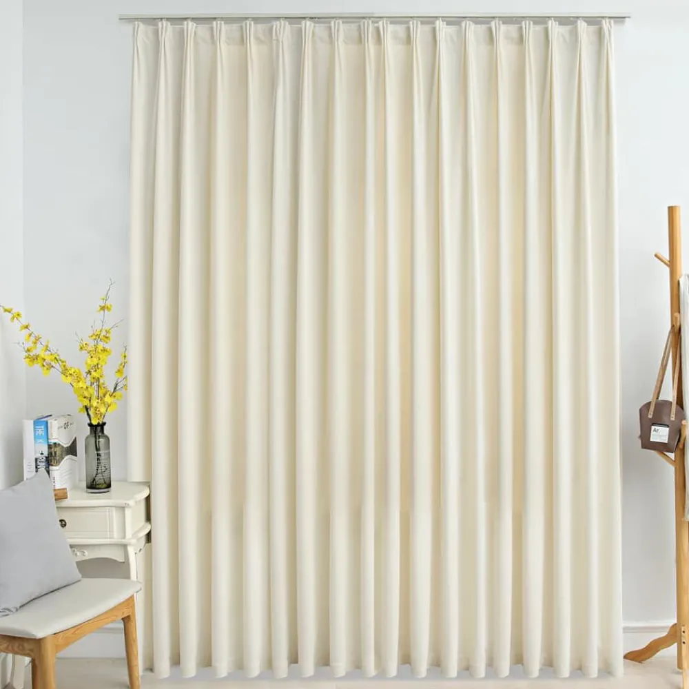Woon- & Tuinaccessoires*vidaXL Gordijn verduisterend met haken 290x245 cm fluweel crème Crème