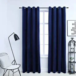 Woon- & Tuinaccessoires*vidaXL Gordijn verduisterend met ringen 2 st 140x175 cm fluweel blauw Donkerblauw