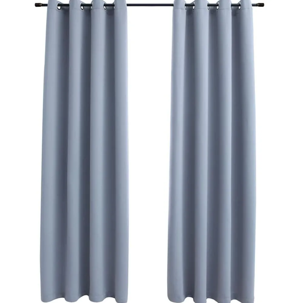 Woon- & Tuinaccessoires*vidaXL Gordijn verduisterend met metalen ringen 2 st 140x175 cm Grijs