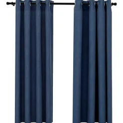 Woon- & Tuinaccessoires*vidaXL Gordijnen linnen-look verduisterend ogen 2 st 140x175 cm Blauw