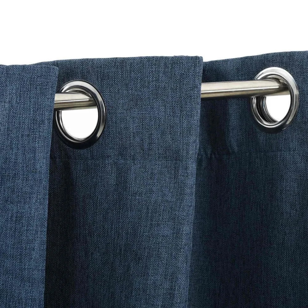 Woon- & Tuinaccessoires*vidaXL Gordijnen linnen-look verduisterend ogen 2 st 140x175 cm Blauw
