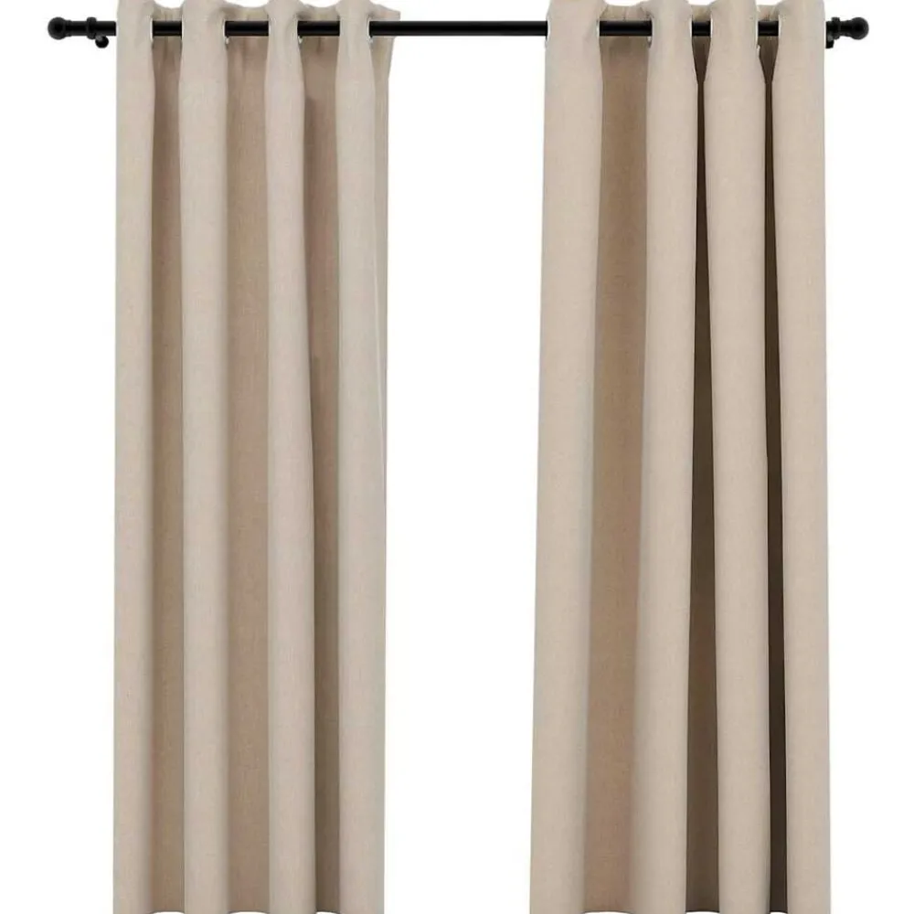 Woon- & Tuinaccessoires*vidaXL Gordijnen linnen-look verduisterend ogen 2 st 140x175 cm Beige