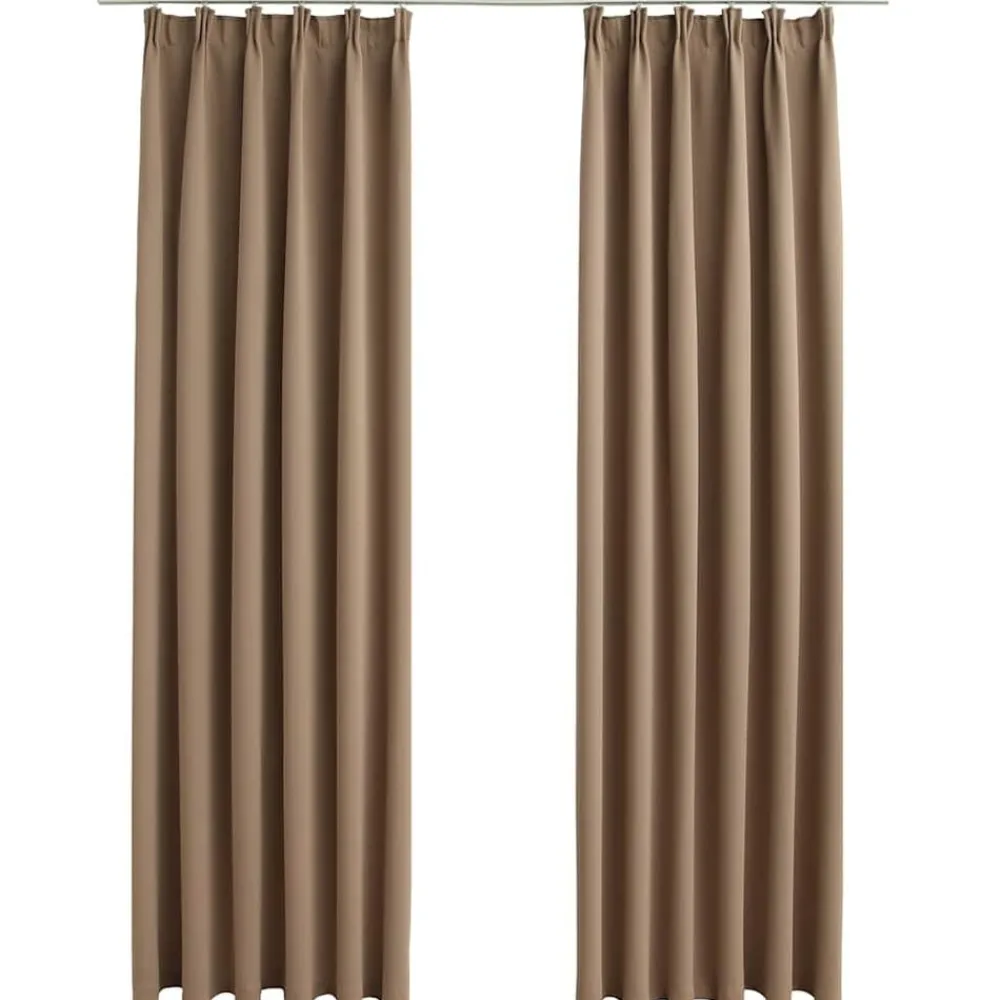 Woon- & Tuinaccessoires*vidaXL Gordijnen verduisterend met haken 2 st 140x175 cm Taupe