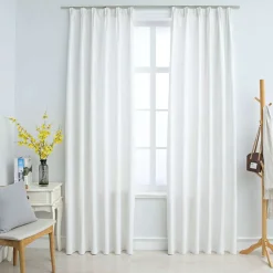 Woon- & Tuinaccessoires*vidaXL Gordijnen verduisterend met haken 2 st 140x175 cm Gebroken wit