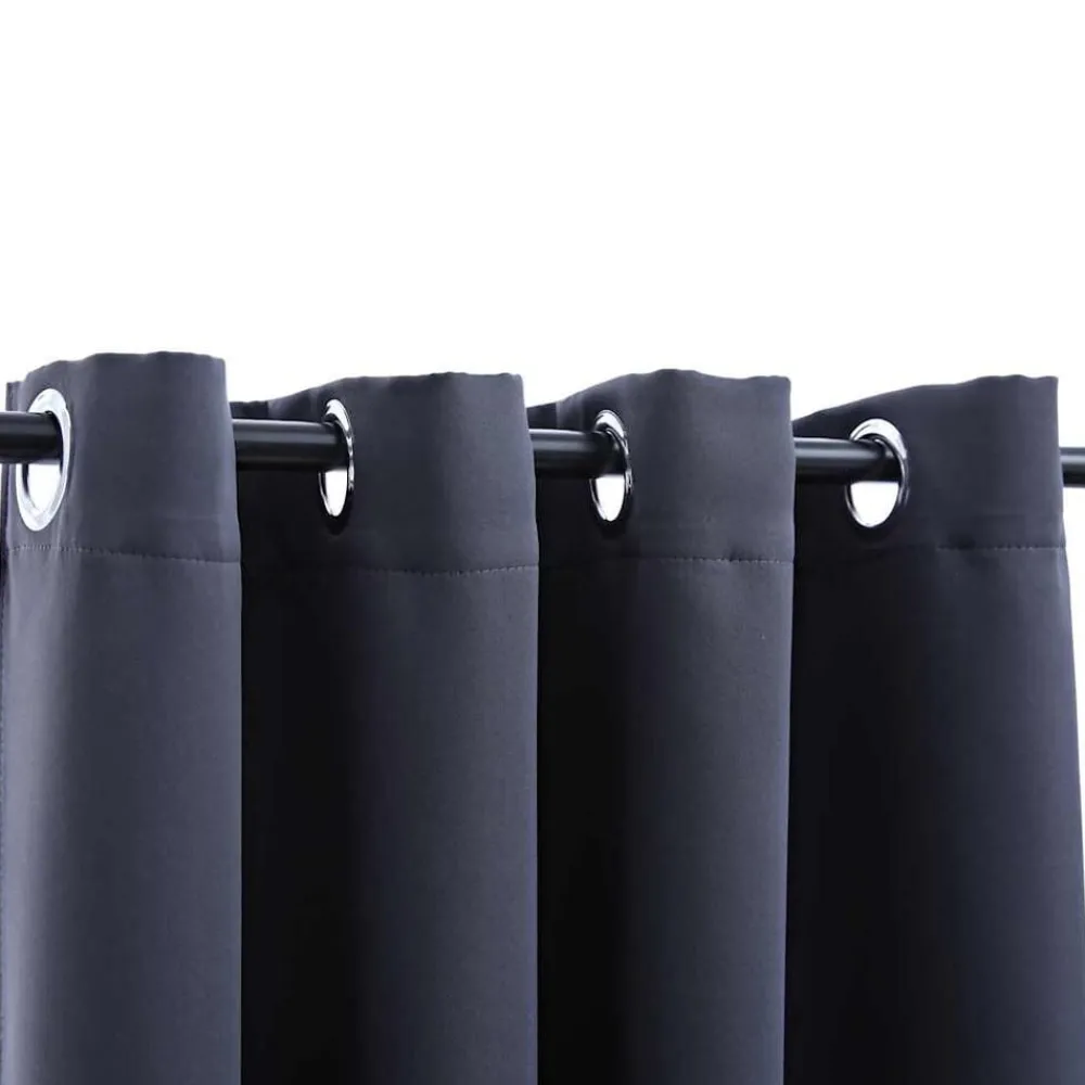 Woon- & Tuinaccessoires*vidaXL Gordijnen verduisterend met ringen 2 st 140x175 cm Antraciet