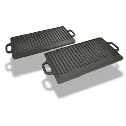 Keuken & Eetkamer*vidaXL Grillplaat gietijzer dubbelzijdig 38x23 cm 2 st