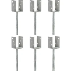 Grondankers 6 st 7x6x30 cm gegalvaniseerd staal zilverkleurig>vidaXL Outlet