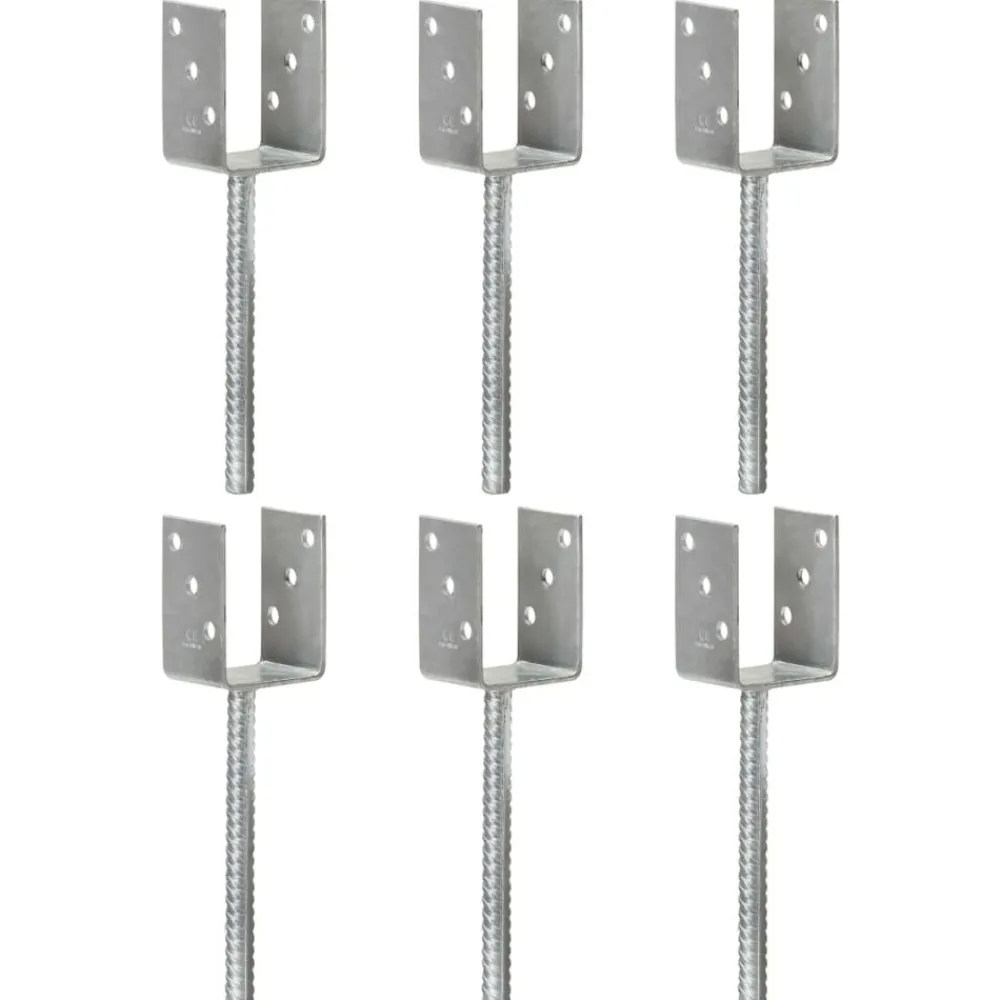 Grondankers 6 st 7x6x30 cm gegalvaniseerd staal zilverkleurig>vidaXL Outlet