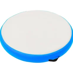 Fitness*vidaXL Gymnastiekmat met pomp opblaasbaar 100x100x10 cm PVC blauw Blauw en grijs