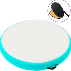 Fitness*vidaXL Gymnastiekmat met pomp opblaasbaar 100x100x10 cm PVC groen Groen en rood