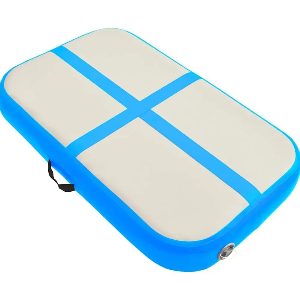 Fitness*vidaXL Gymnastiekmat met pomp opblaasbaar 60x100x15 cm PVC blauw Grijs en blauw