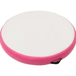 Fitness*vidaXL Gymnastiekmat met pomp opblaasbaar 100x100x10 cm PVC roze Roze en grijs
