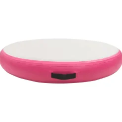 Fitness*vidaXL Gymnastiekmat met pomp opblaasbaar 100x100x10 cm PVC roze Roze en grijs