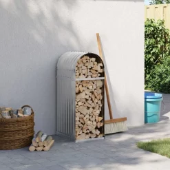 Houtkachel- & Haardaccessoires*vidaXL Haardhoutopslag 40x45x100 cm gegalvaniseerd staal Lichtgrijs