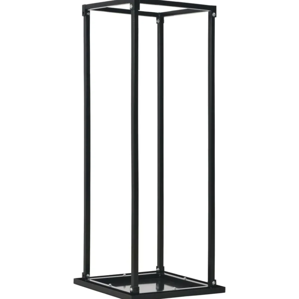 Houtkachel- & Haardaccessoires*vidaXL Haardhoutrek met basis 37x37x113 cm staal zwart