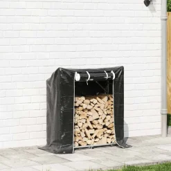 Haardhoutrek met regenhoes 100,5x40,5x110,5 cm staal><noscript><img width=