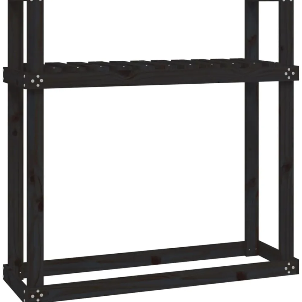 Houtkachel- & Haardaccessoires*vidaXL Haardhoutrek 110x35x108,5 cm massief grenenhout zwart Zwart grenenhout