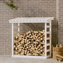 Houtkachel- & Haardaccessoires*vidaXL Haardhoutrek 108x64,5x110 cm massief grenenhout Wit