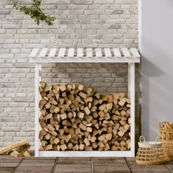 Houtkachel- & Haardaccessoires*vidaXL Haardhoutrek 108x64,5x110 cm massief grenenhout Wit